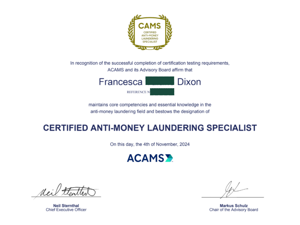 ACAMS Certified 